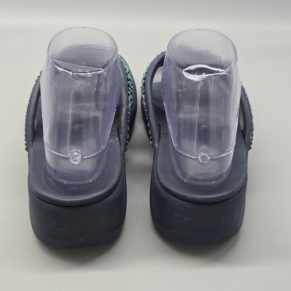 CROCS Monterey Diamante Wedge Flip Flop Sandals Women’s Size 9 Blue Casual - Picture 6 of 11